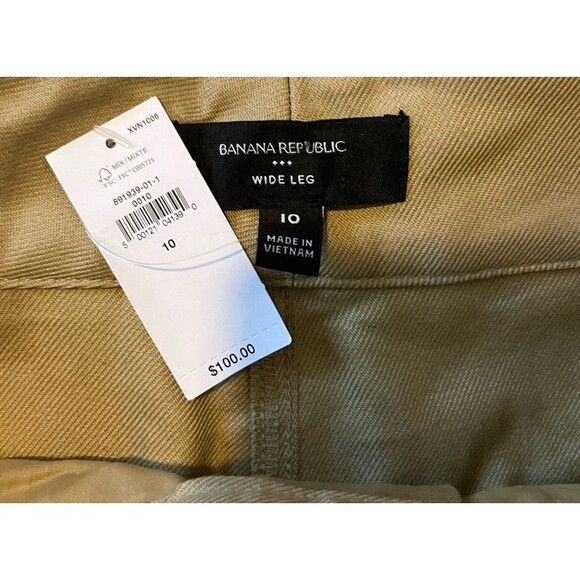 NWT Banana Republic Camel High Rise Pleated Wide Leg Pants Size 10 - Picture 3 of 9